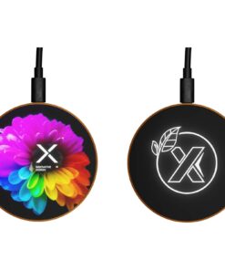 SCX.design W13 kabellose Ladestation aus Holz mit Leuchtlogo