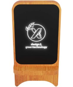 Alternative view of SCX.design W16 kabelloser 15-Watt-Ladeständer aus Holz mit Leuchtlogo holz