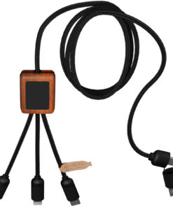 Alternative view of SCX.design C38 40W 5-in-1 Ladekabel aus rPET in quadratischem Bambusgehäuse mit Leuchtlogo