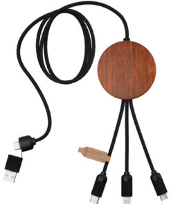 SCX.design C40 5-in-1 Ladekabel aus rPET mit 10W Ladepad und Leuchtlogo holz 11 2PX07371 B1