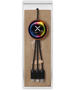 SCX.design C40 5-in-1 Ladekabel aus rPET mit 10W Ladepad und Leuchtlogo holz 13 2PX07371 P1