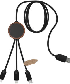 SCX.design C36 3-in-1 rPET erweitertes Ladekabel mit Leuchtlogo in rundem Bambusgehäuse holz 11 2PX08471 E2