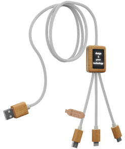 SCX.design C39 3-in-1-Ladekabel aus rPET mit Leuchtlogo und Bambusgehäuse weiss 9 2PX10801 E3