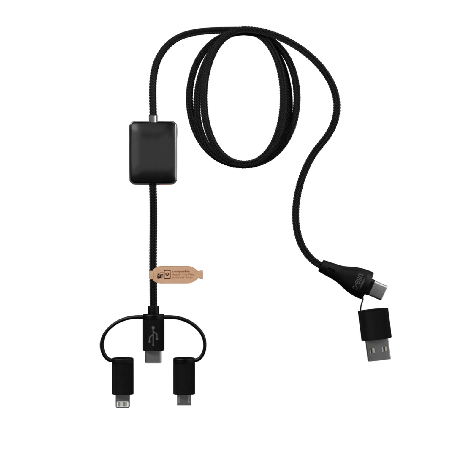 SCX.design C48 CarPlay 5-in-1 Ladekabel mit Leuchtlogo schwarz 5 SCX.design C48 CarPlay 5-in-1 Ladekabel mit Leuchtlogo schwarz – Bild 3
