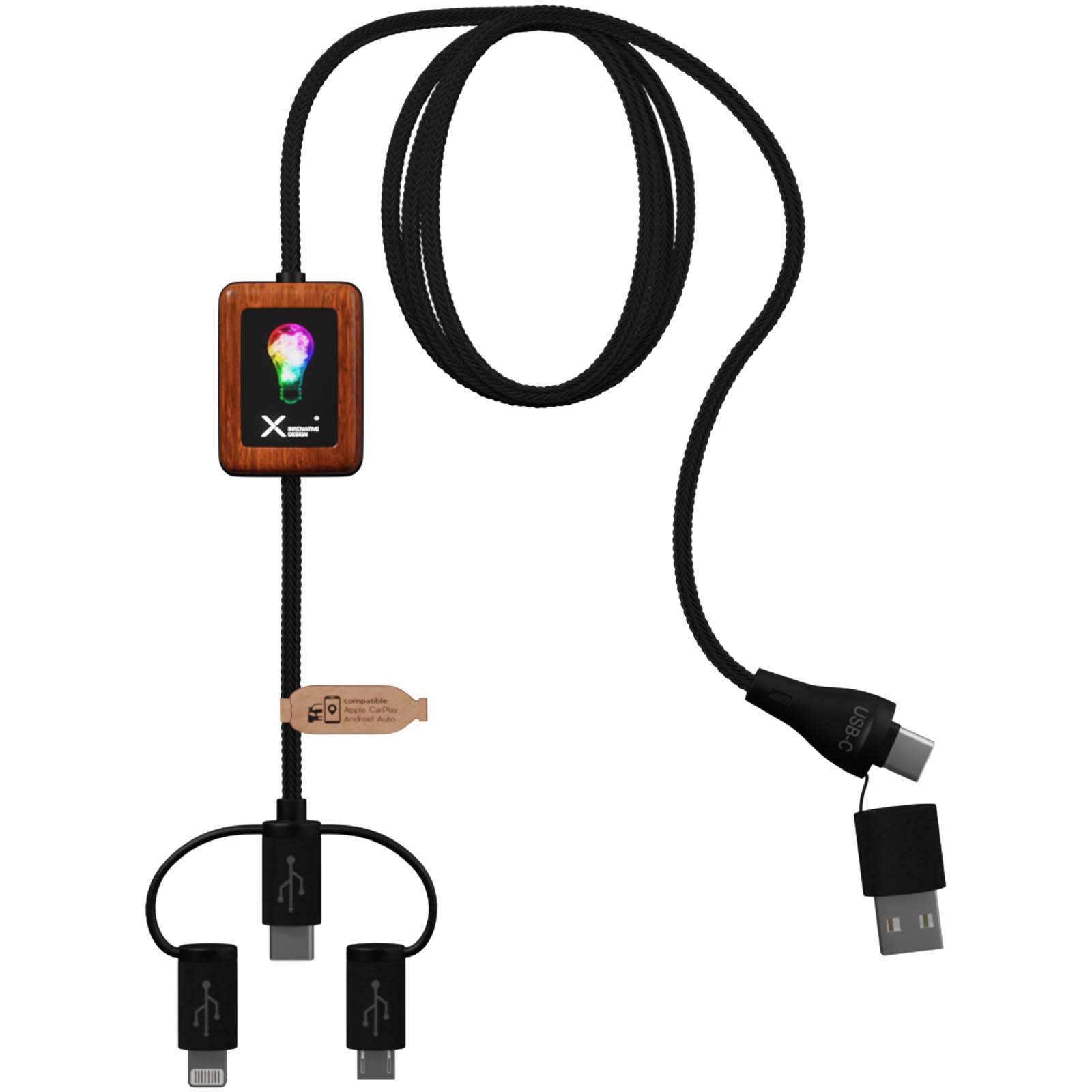 SCX.design C46 5-in-1 CarPlay-Kabel mit Leuchtlogo schwarz 6 SCX.design C46 5-in-1 CarPlay-Kabel mit Leuchtlogo schwarz – Bild 4