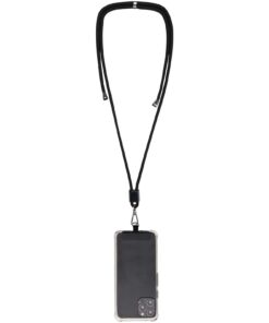 Vega verstellbares, recyceltes Smartphone Lanyard schwarz 9 12451690 E2