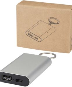 Arcturus 2000 mAh Powerbank aus recyceltem Aluminium mit Schlüsselanhänger