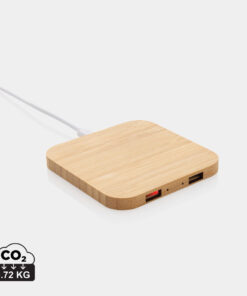10W Wireless-Charger mit USB aus Bambus