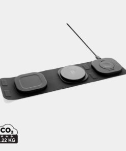Swiss Peak 15W 3-in 1 Wireless-Reise-Charger aus RCS Plastik