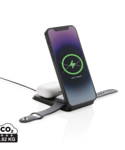 Swiss Peak 15W 3-in-1 magnetischer Wireles Charger aus rPU