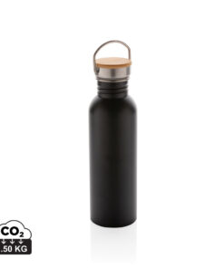 Moderne Stainless-Steel Flasche mit Bambusdeckel