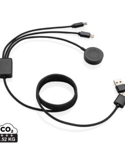 Terra RCS rPET 6-in-1-Ladekabel mit Uhrenladegerät