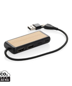 Link Dual Input USB Hub aus RCS rec. Kunststoff und Bambus