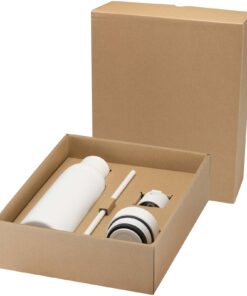Illuminate 650 ml RCS-zertifizierte doppelwandige Trinkflasche aus recyceltem Edelstahl mit 3-teiligem Deckelset
