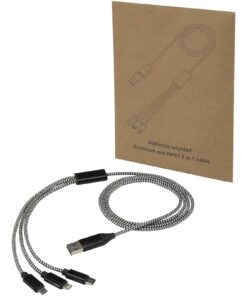 Alphecca 5-in-1-Ladekabel aus recyceltem Aluminium und RPET
