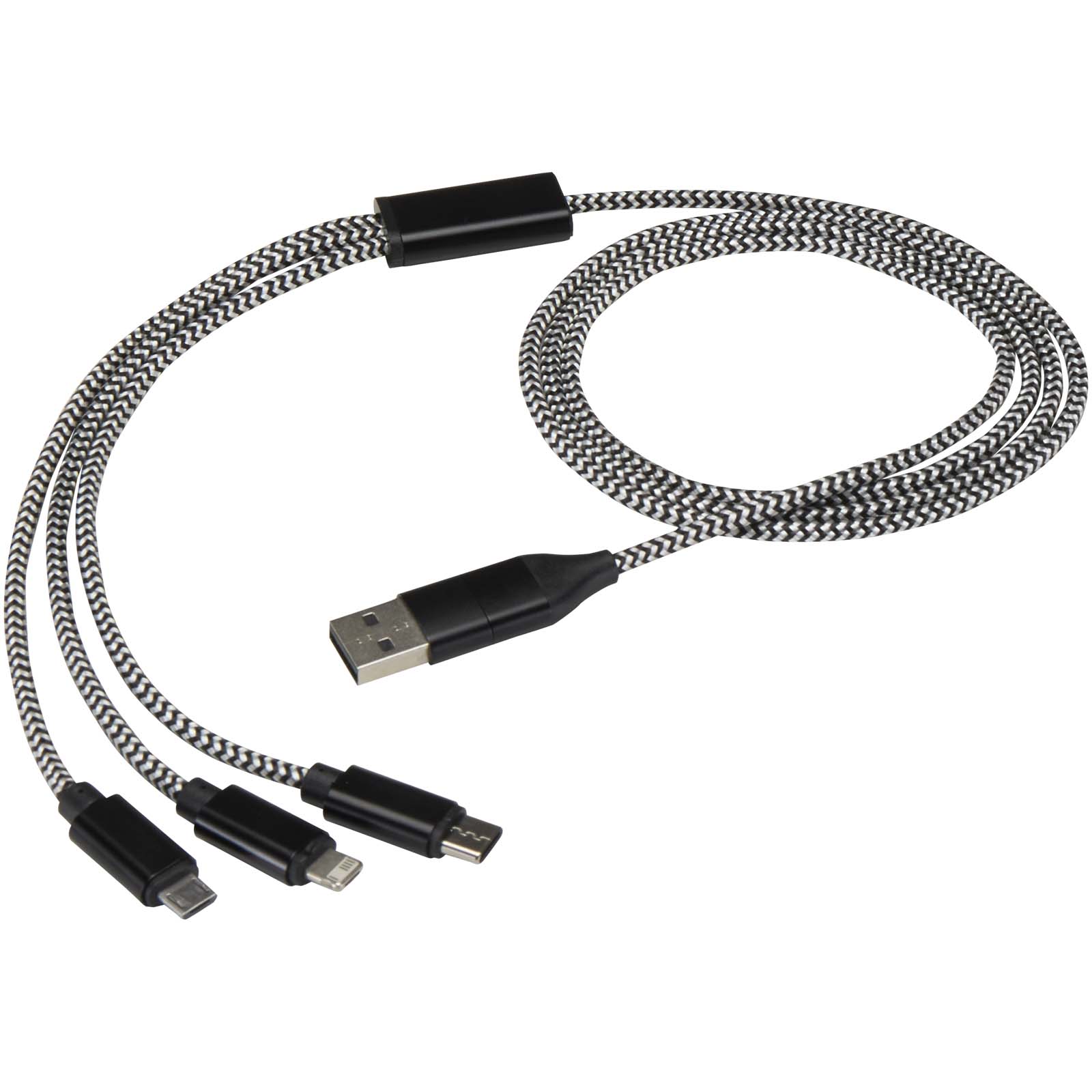 Alphecca 5-in-1-Ladekabel aus recyceltem Aluminium und RPET schwarz 5 Alphecca 5-in-1-Ladekabel aus recyceltem Aluminium und RPET schwarz – Bild 3