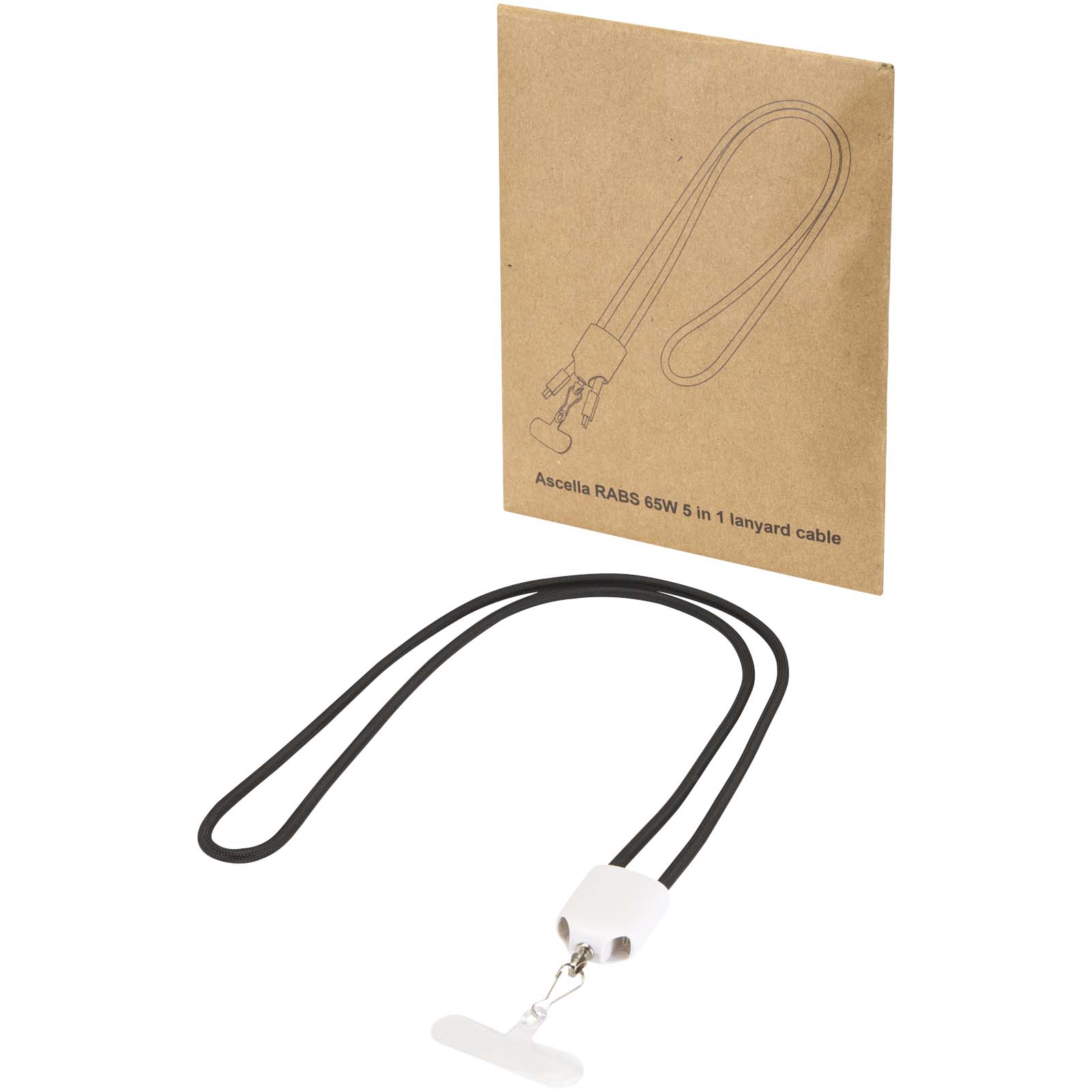 Ion 65 W 5-in-1-Ladekabel mit Lanyard aus recyceltem Kunststoff weiss 3 Ion 65 W 5-in-1-Ladekabel mit Lanyard aus recyceltem Kunststoff