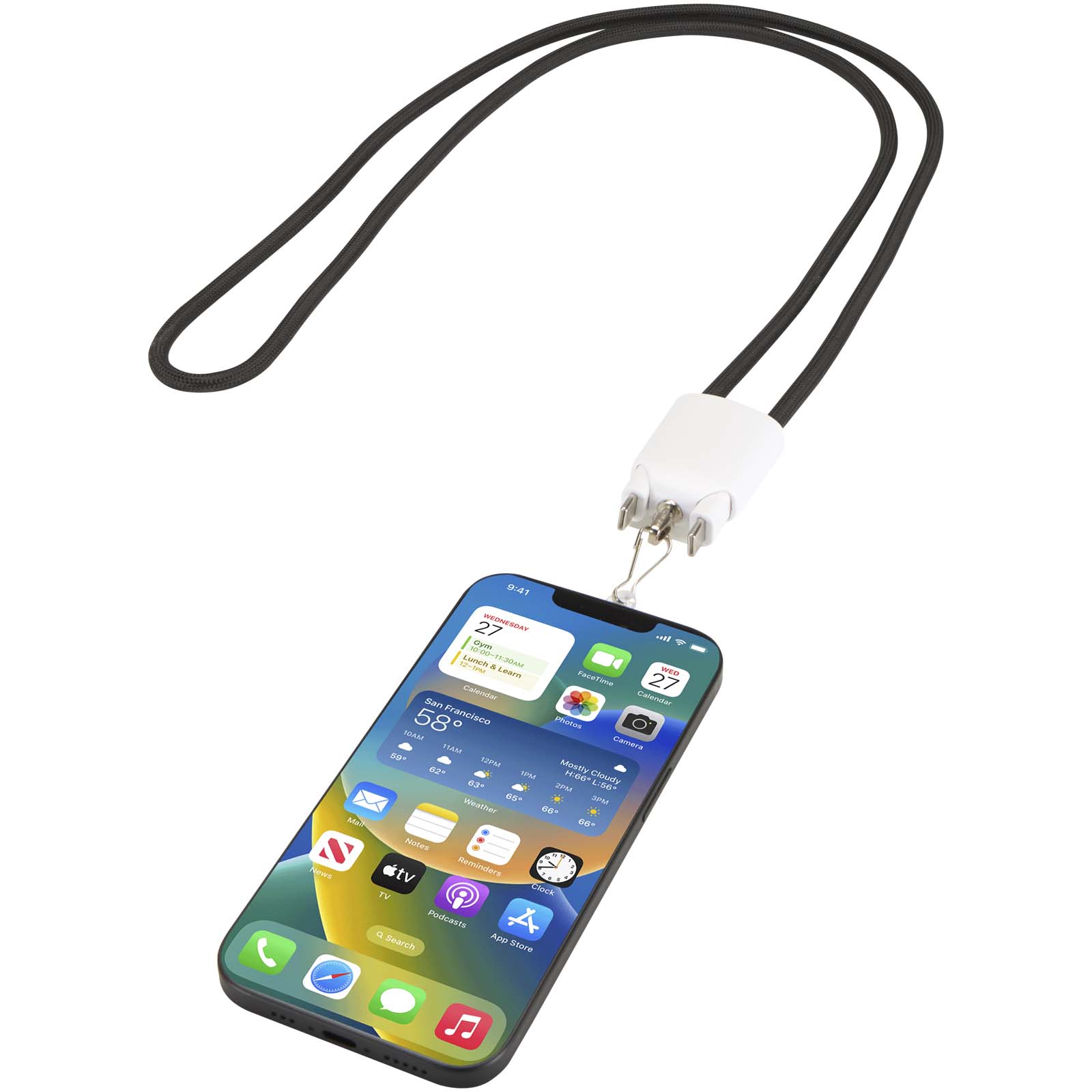 Ion 65 W 5-in-1-Ladekabel mit Lanyard aus recyceltem Kunststoff weiss 6 Ion 65 W 5-in-1-Ladekabel mit Lanyard aus recyceltem Kunststoff weiss – Bild 4