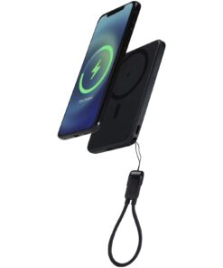 SMART 5000-mAh-Powerbank aus recyceltem Kunststoff mit Magnetverschluss und Trageband