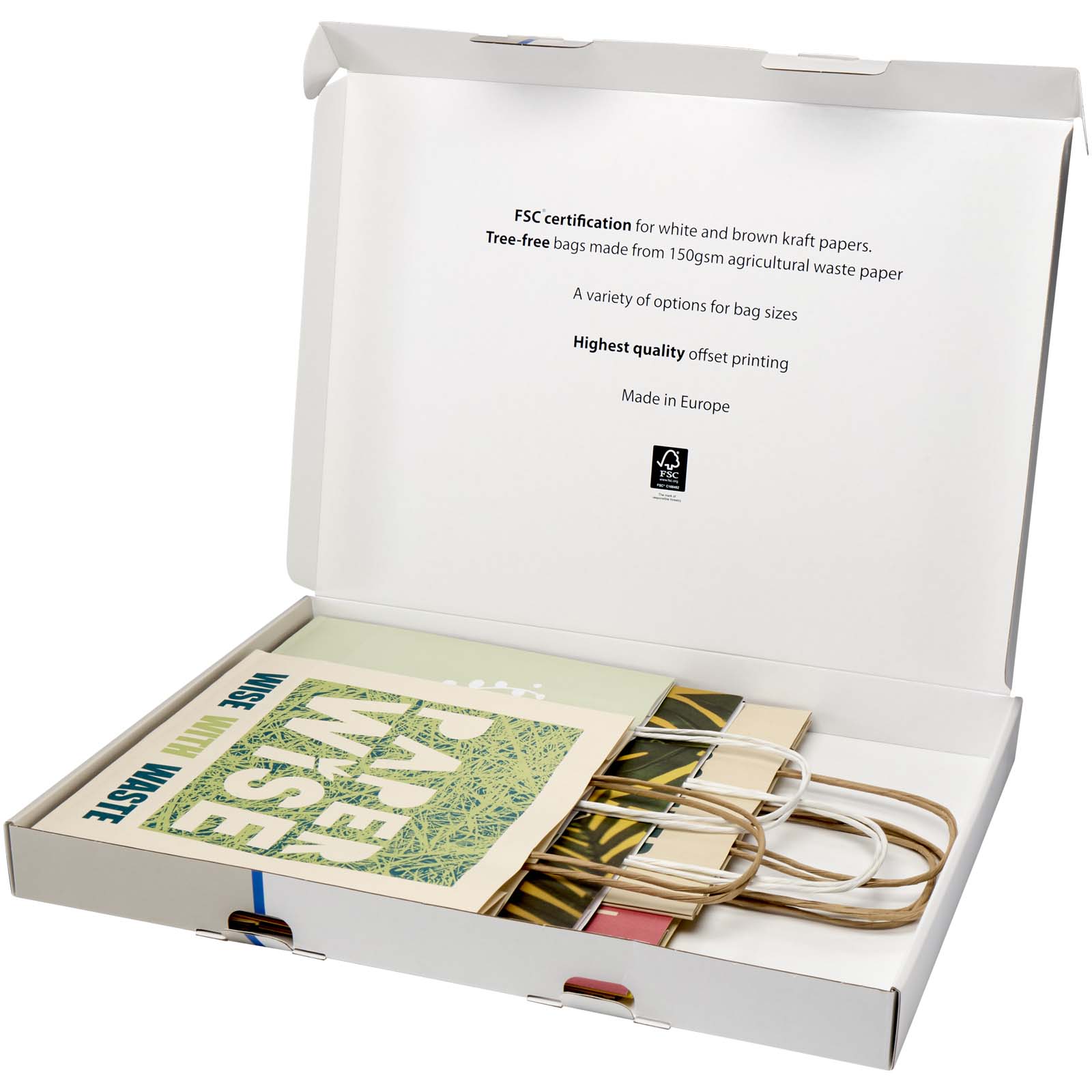 Musterbox mit Tüten aus Kraftpapier und landwirtschaftlichen Reststoffen weiss 4 Musterbox mit Tüten aus Kraftpapier und landwirtschaftlichen Reststoffen weiss – Bild 2